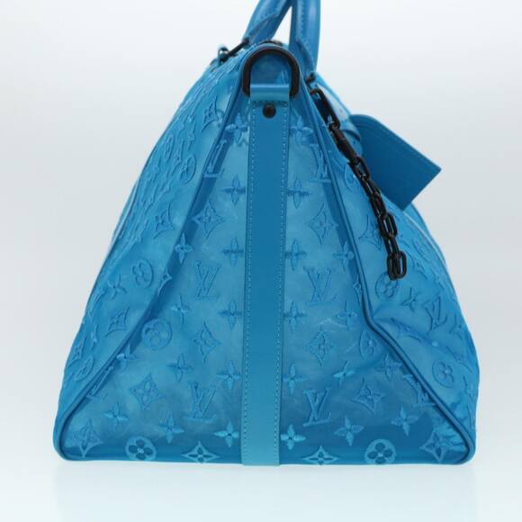 LOUIS VUITTON Mesh Keepall Triangle 50 Boston Bag Turquoise Blue M45048 - Picture 4 of 16